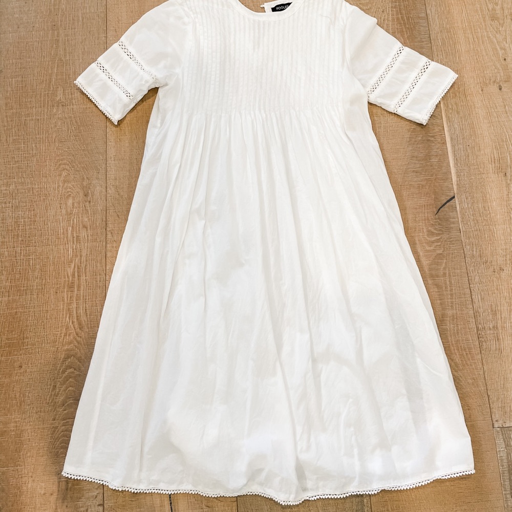 White smocked Roolee Dress size small